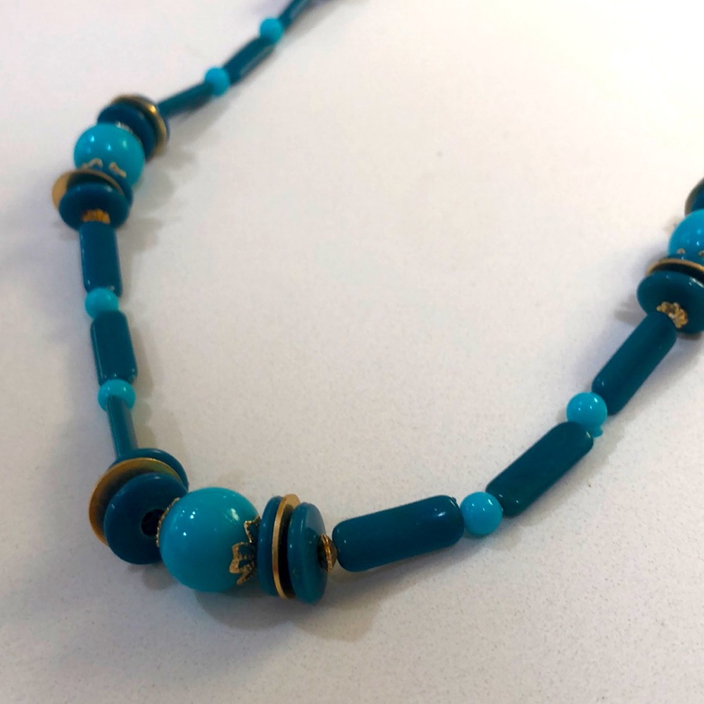 Vintage Blue Beaded Necklace